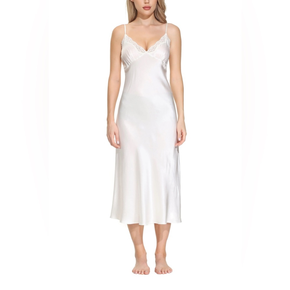 Oscar Rossa 100% Mulberry Silk Ivory Nightgown - NWT